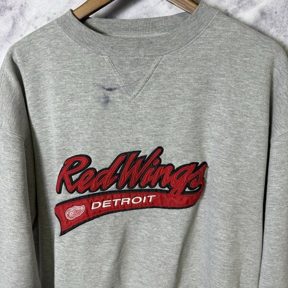 Vintage Detroit Redwings Sweatshirt Mens Large Gray Puma NHL Y2K - Picture 3 of 11